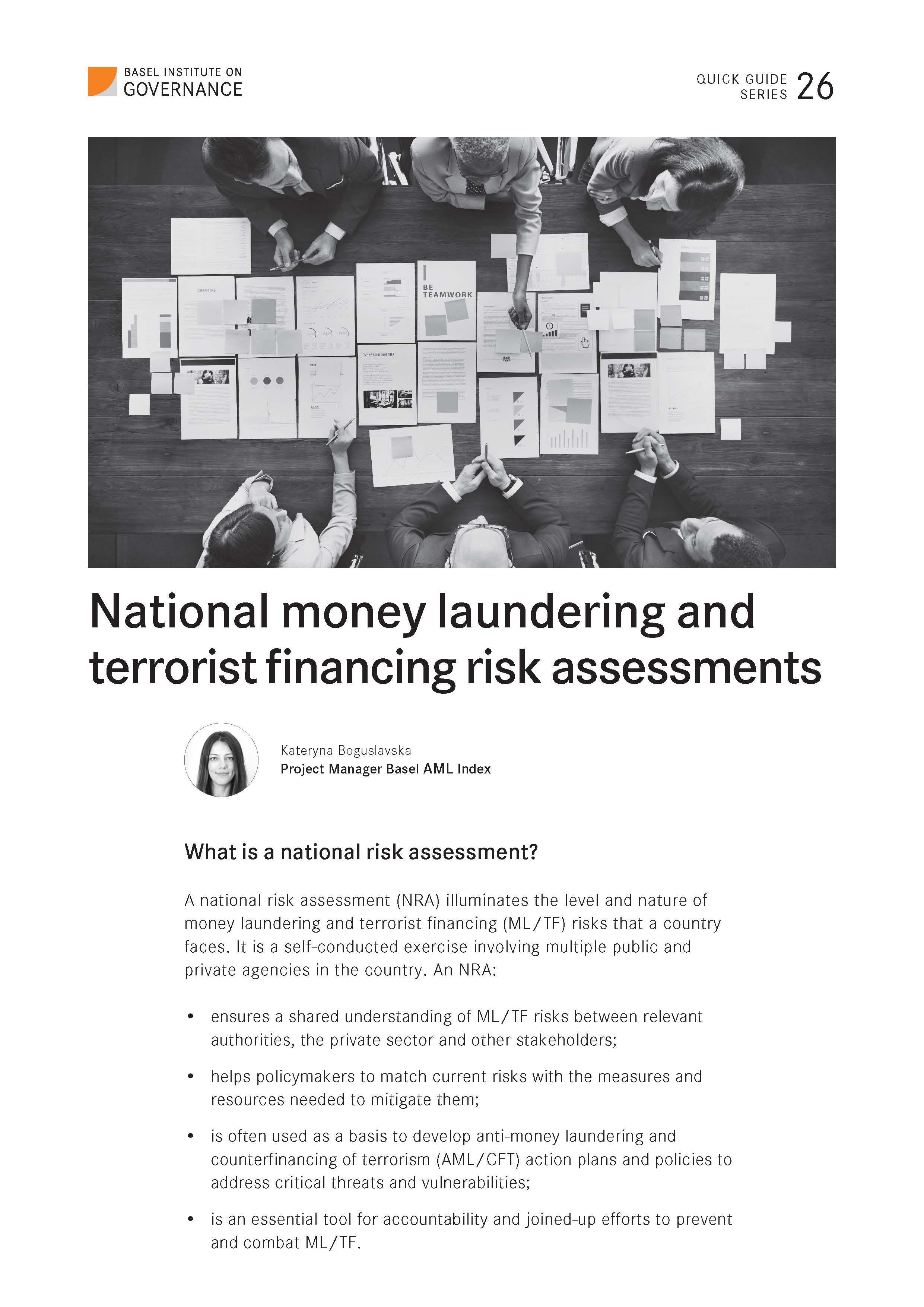 Quick Guide 26 National money laundering and terrorist financing risk assessments Basel